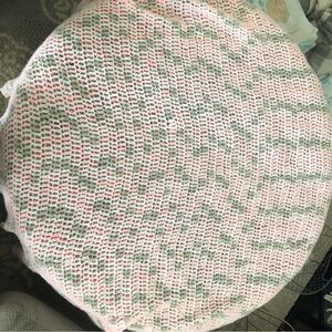 Handmade crochet pink & brown oversized baby blanket